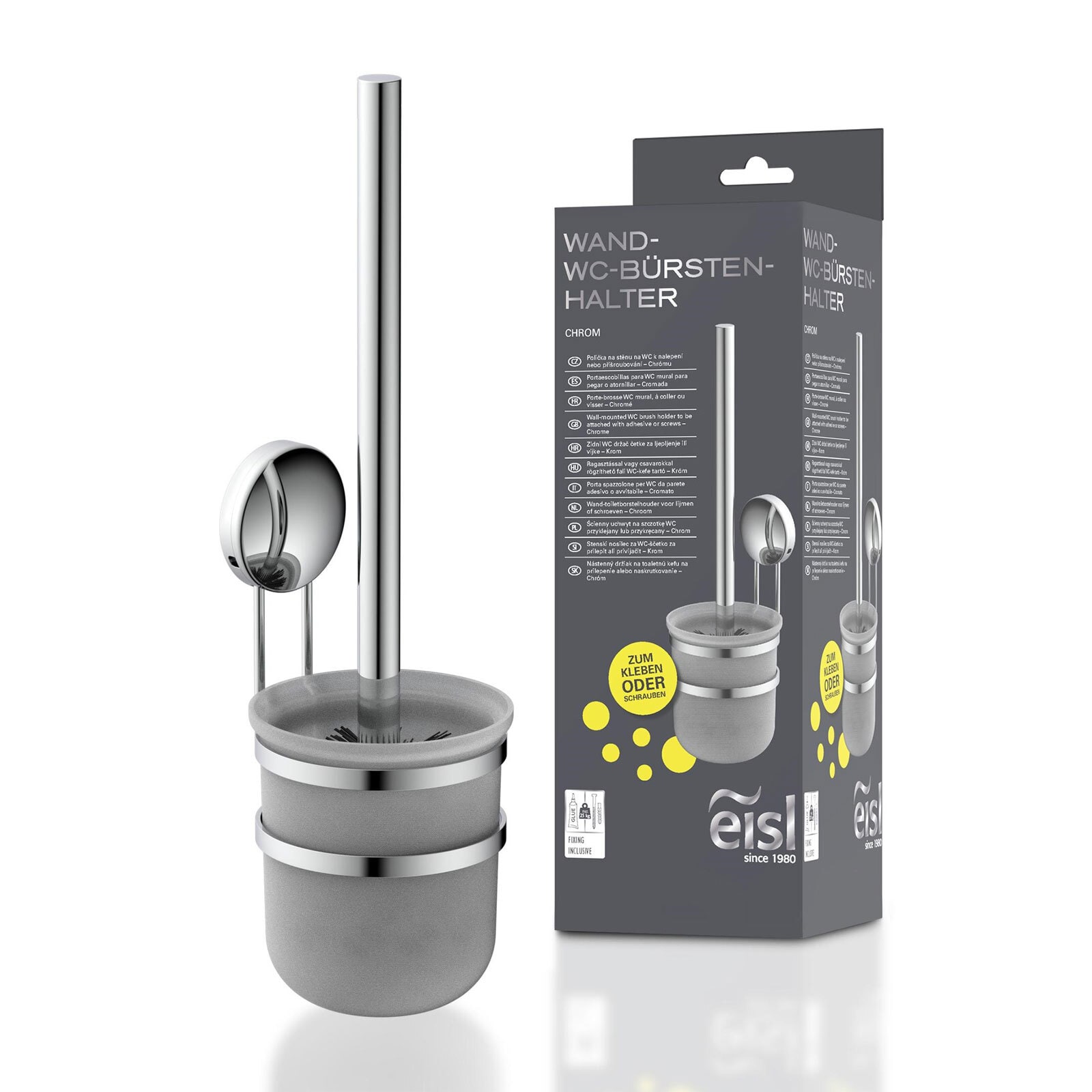 eisl WC-Wandbürstenhalter 10x34x10 cm Chrom / grau