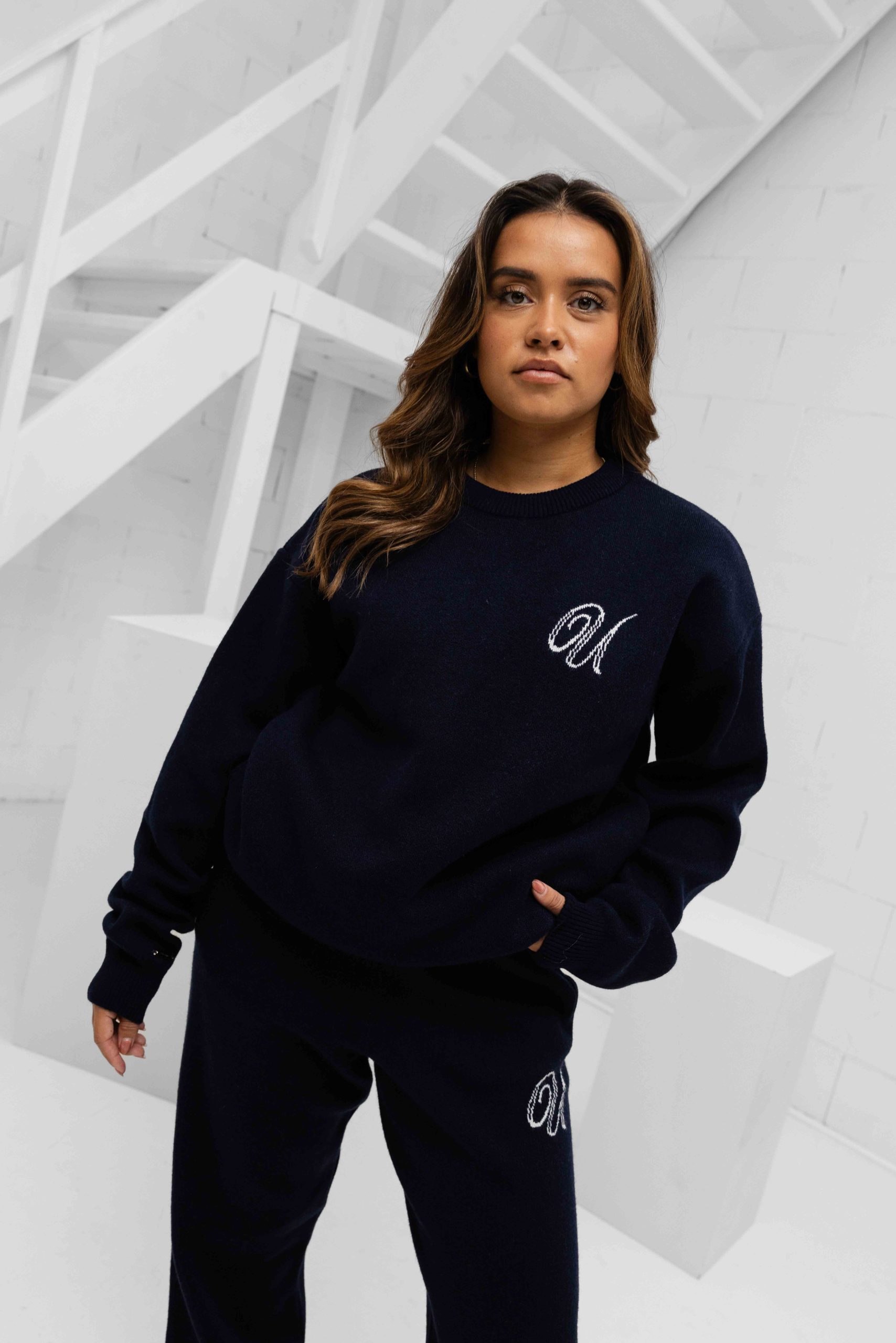 24 Uomo Knitted Trainingspak Dames Navy