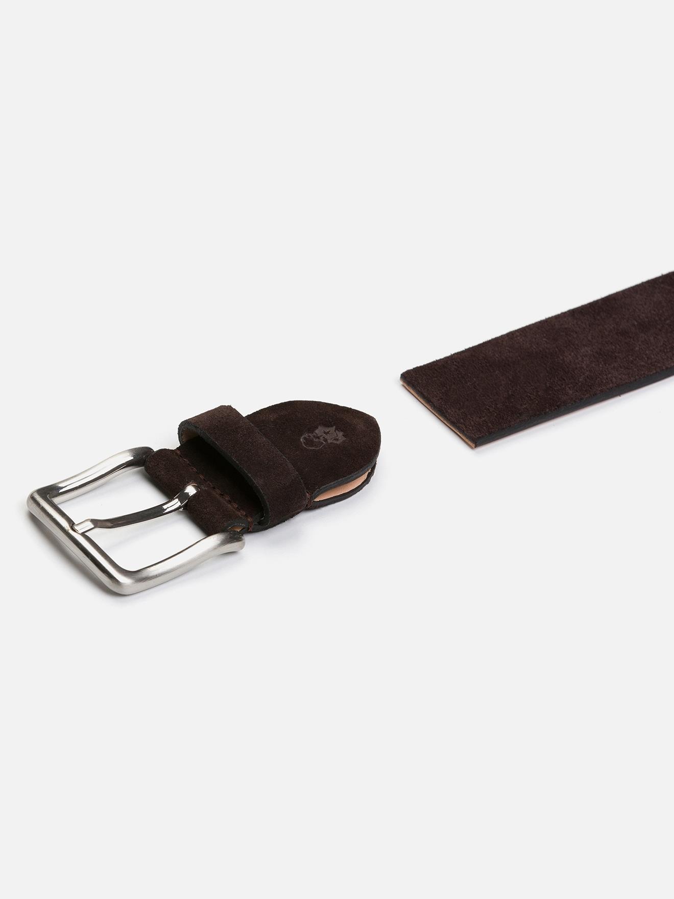 Ceinture en cuir velours chocolat à motifs brodés