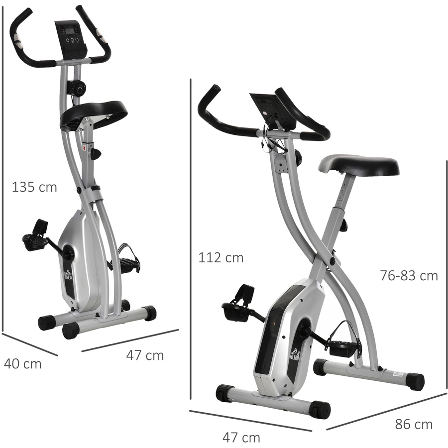 HOMCOM Heimtrainer mit 8 Wiederstandsstufen silber