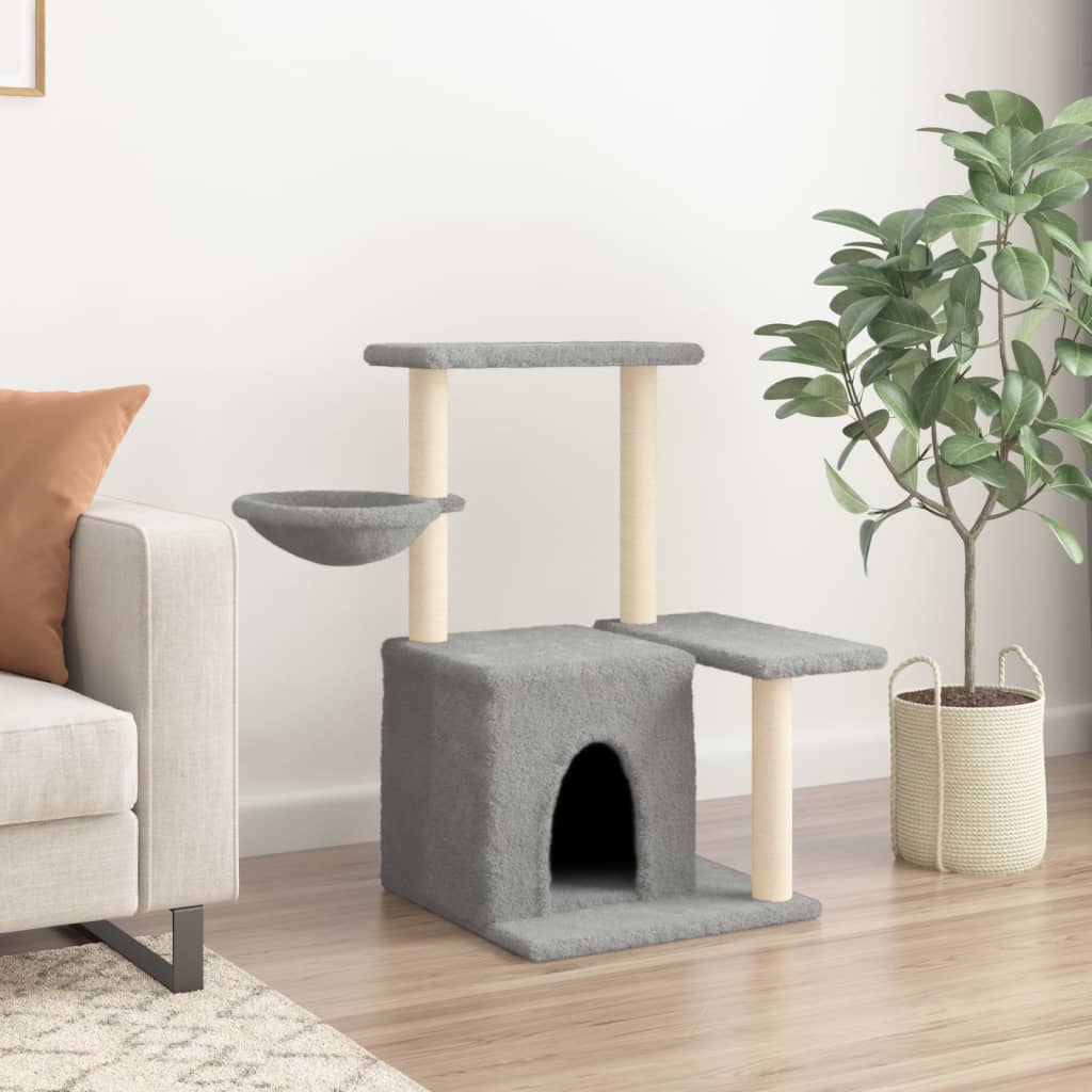 Arranhador para gatos vidaXL com postes de sisal cinza claro, 83 cm