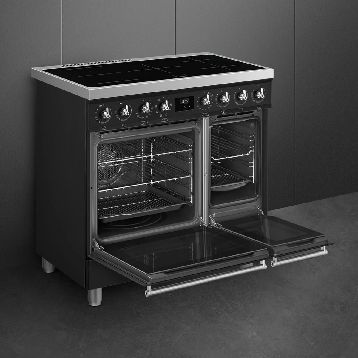 C92IMMB2 Induksjonskomfyr med 2 ovner Classic 90 cm, matt svart