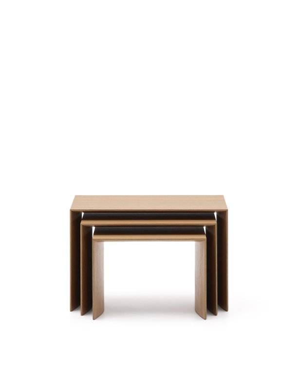 Kave Home Litto bijzettafel set van 3 walnoot