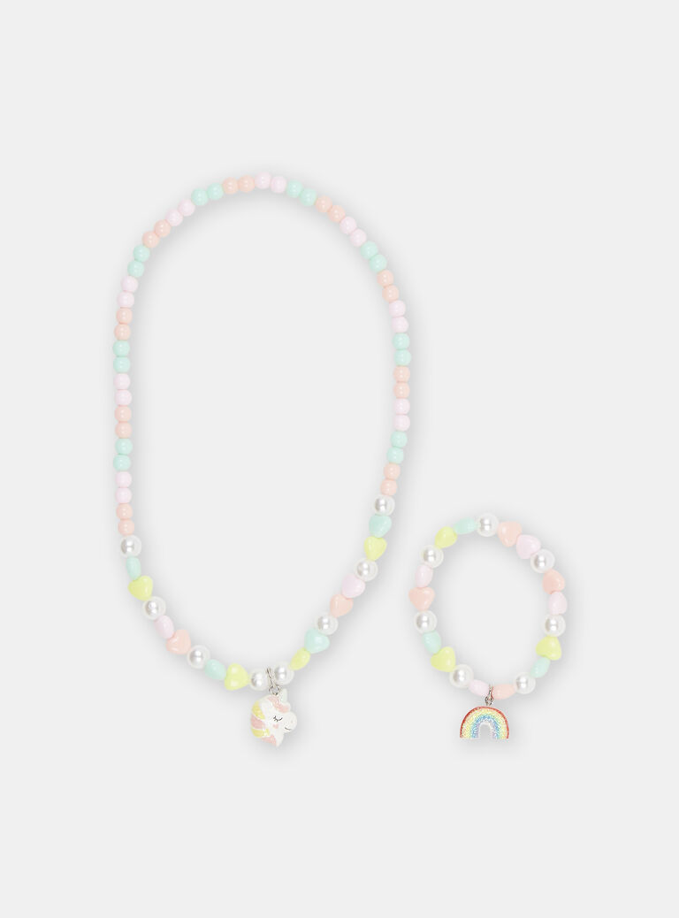 Collier et bracelet multicolores fille