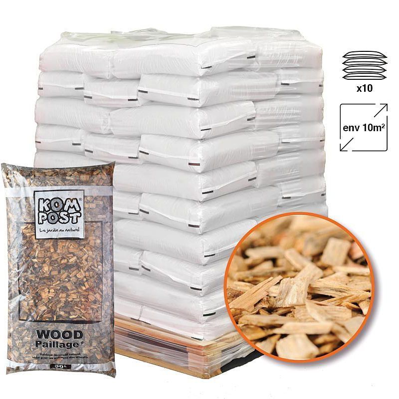 Paillage mulch végétal plaquette forestière 10 sacs 50 l pour 10m2