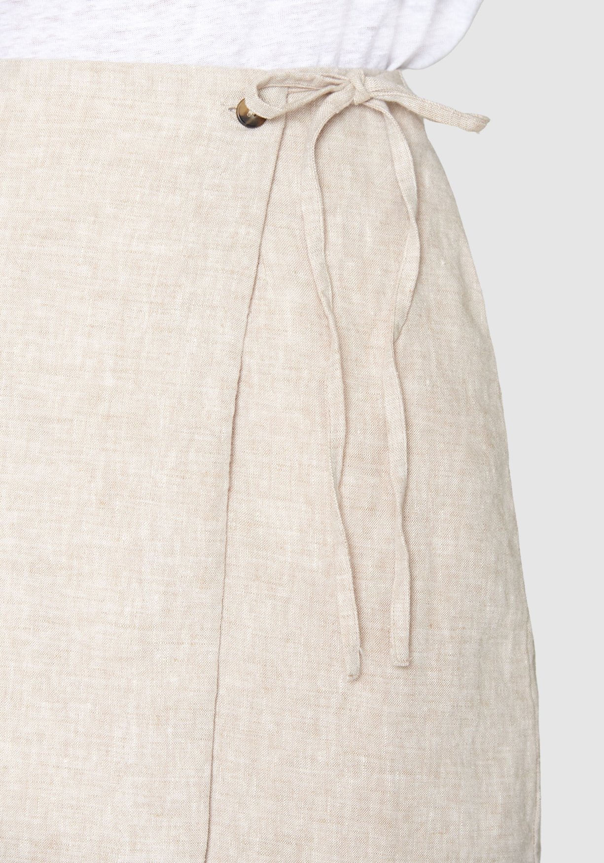Knowledge Cotton Apparel Wickelrock Linen Wrap Short Skirt Light Feather Gray
