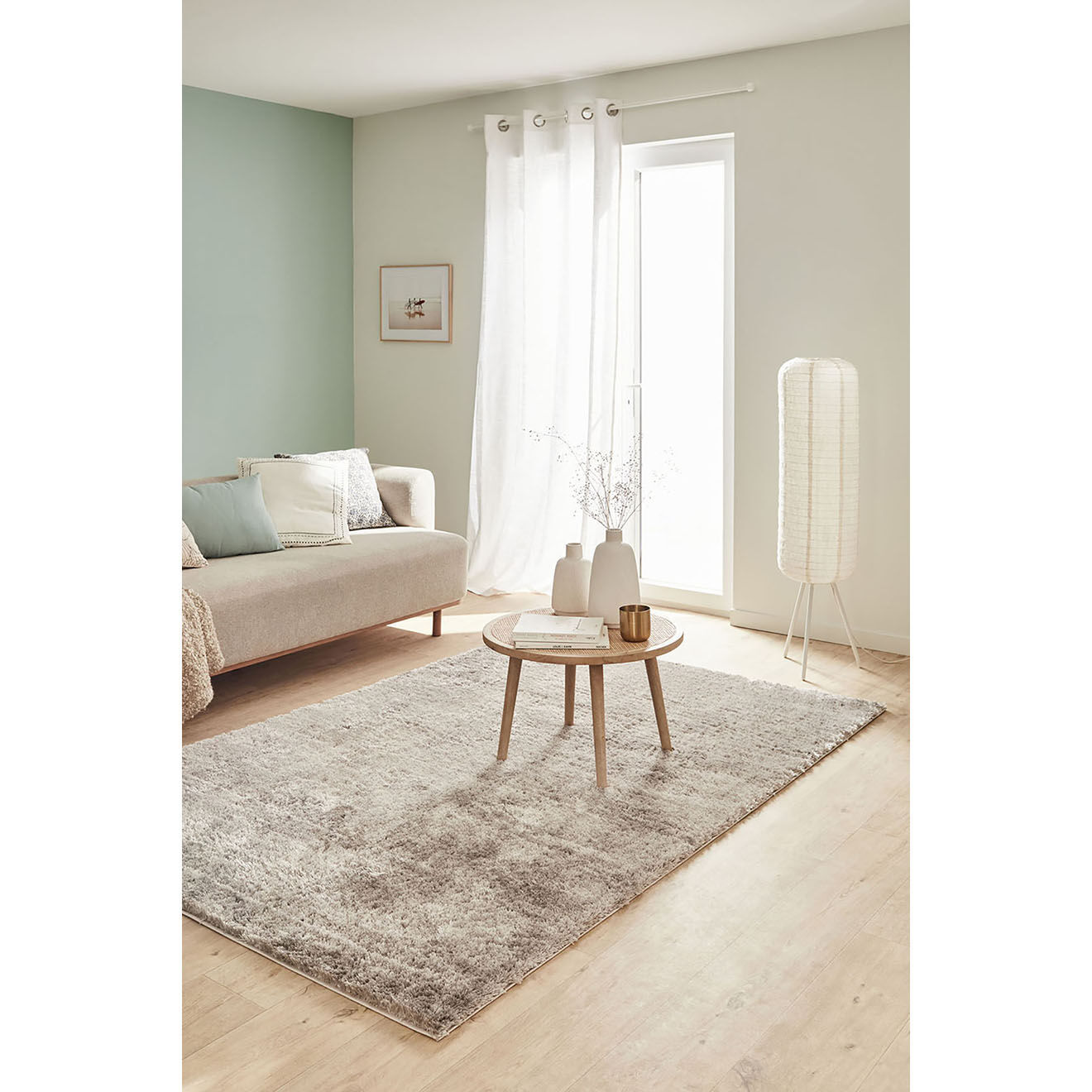 Nazar Rugs Tapis shaggy doux Oslo 902 taupe - 160x230 cm