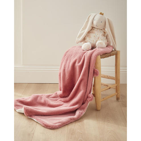 Mix & Match Couverture 75x100cm rose fausse fourrure - NOUKIE 'S