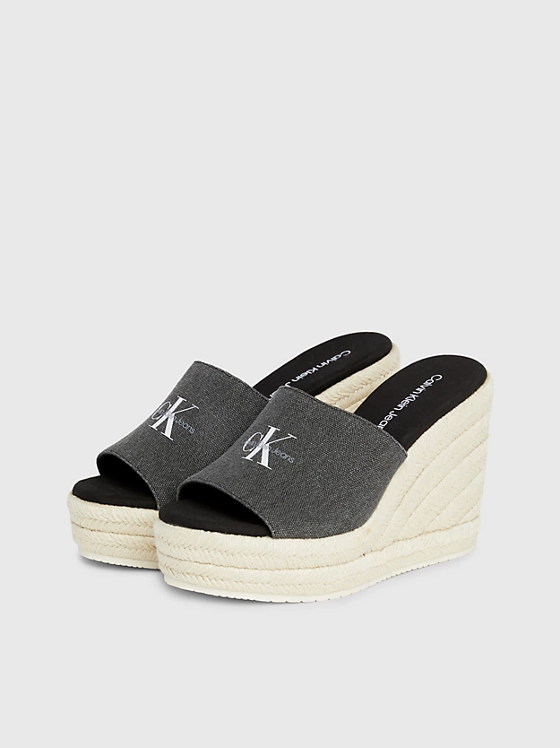 Sandálias espadrille de lona com salto plataforma