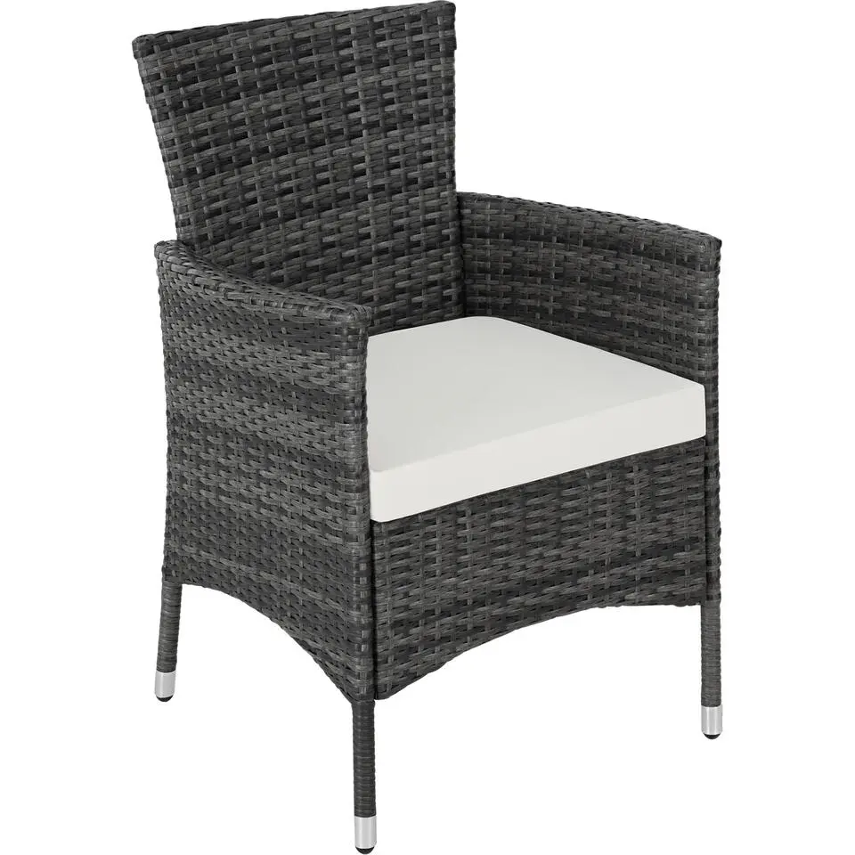 tectake Wicker bistroset Luzern 2 1 met kussenhoezen in 2 kleuren - Grijs