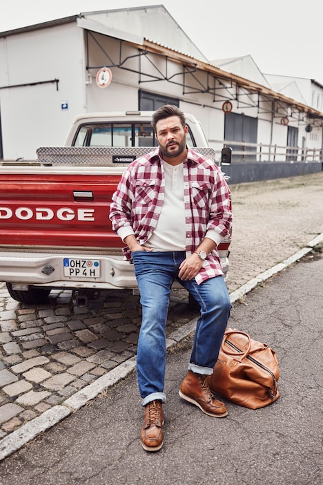 John F. Gee Karo-Flanellhemd, Langarm, Kentkragen, Modern Fit, bis 8 XL