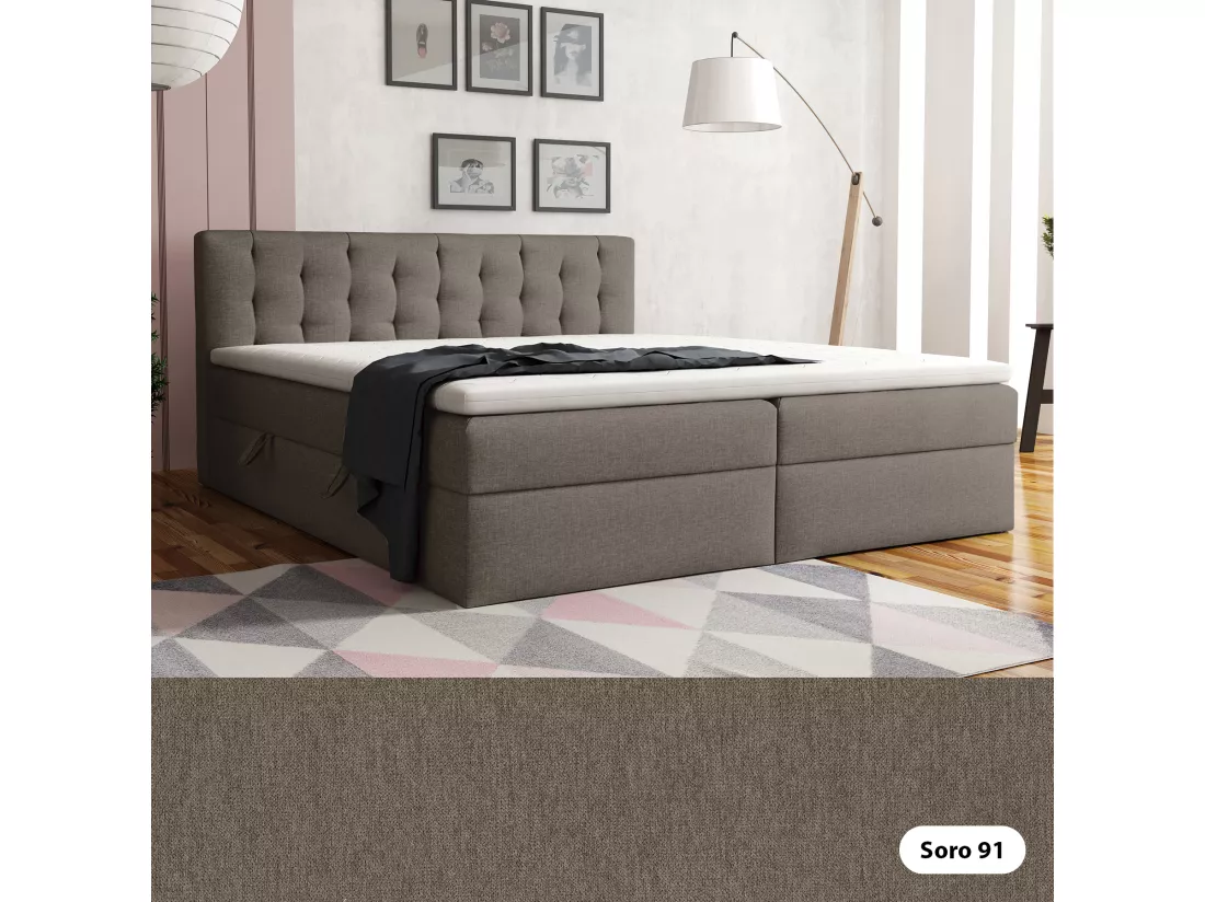 LIT BOXSPRING avec surmatelas Merano 200x200 cm, gris foncé