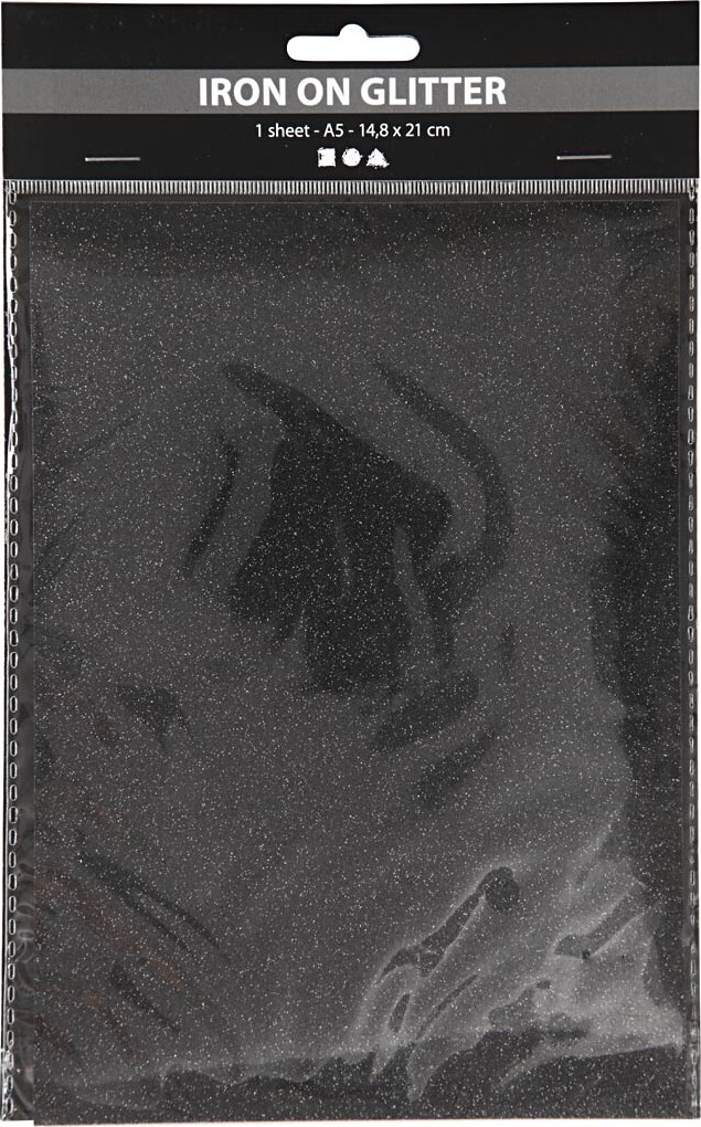 Strygestof - A5 - 148X210 MM - Glitter - Sort - 1 Ark