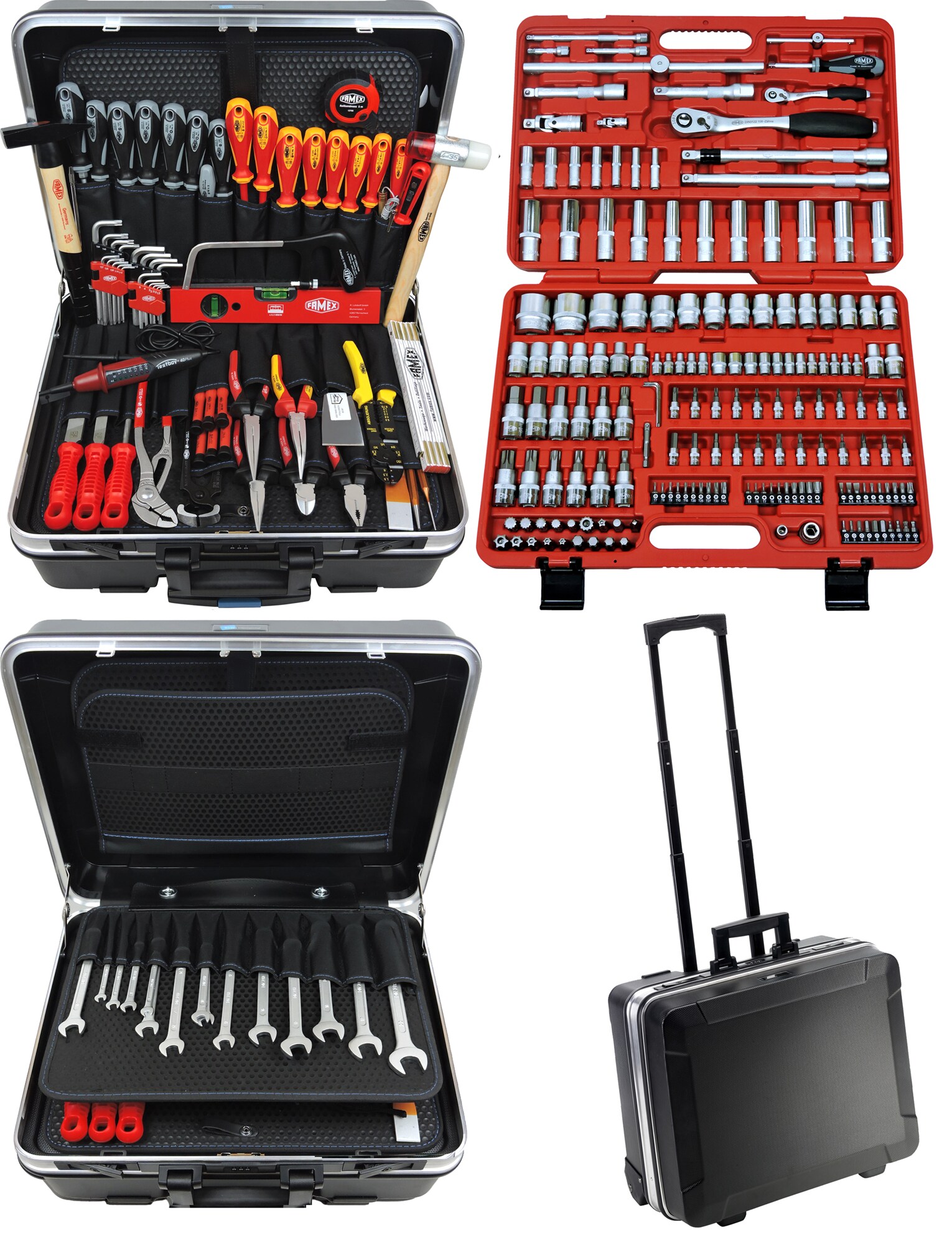 FAMEX 604-08 ABS Werkzeugtrolley mit hochwertigem Werkzeug Set - High-End Qualität - mit Steckschlüsselsatz
