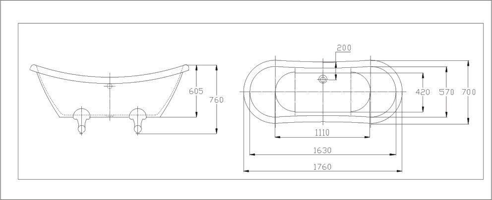 Best Design Double Slip vrijstaand bad 175 x 72 x 79cm