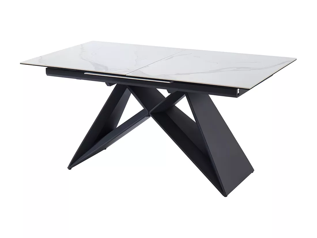 Table à manger extensible LIBSY - 6 à 8 personnes - Céramique et Métal - Blanc de Maison Céphy