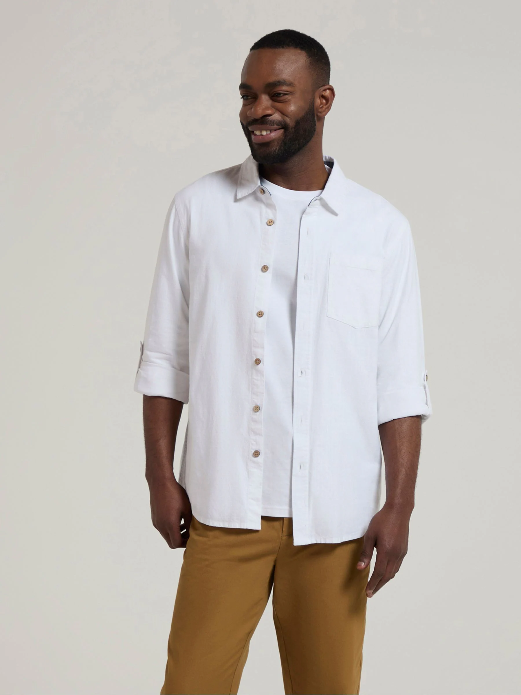 Mountain Warehouse Mens Coconut Textured Long Sleeved 100% Cotton Shirt