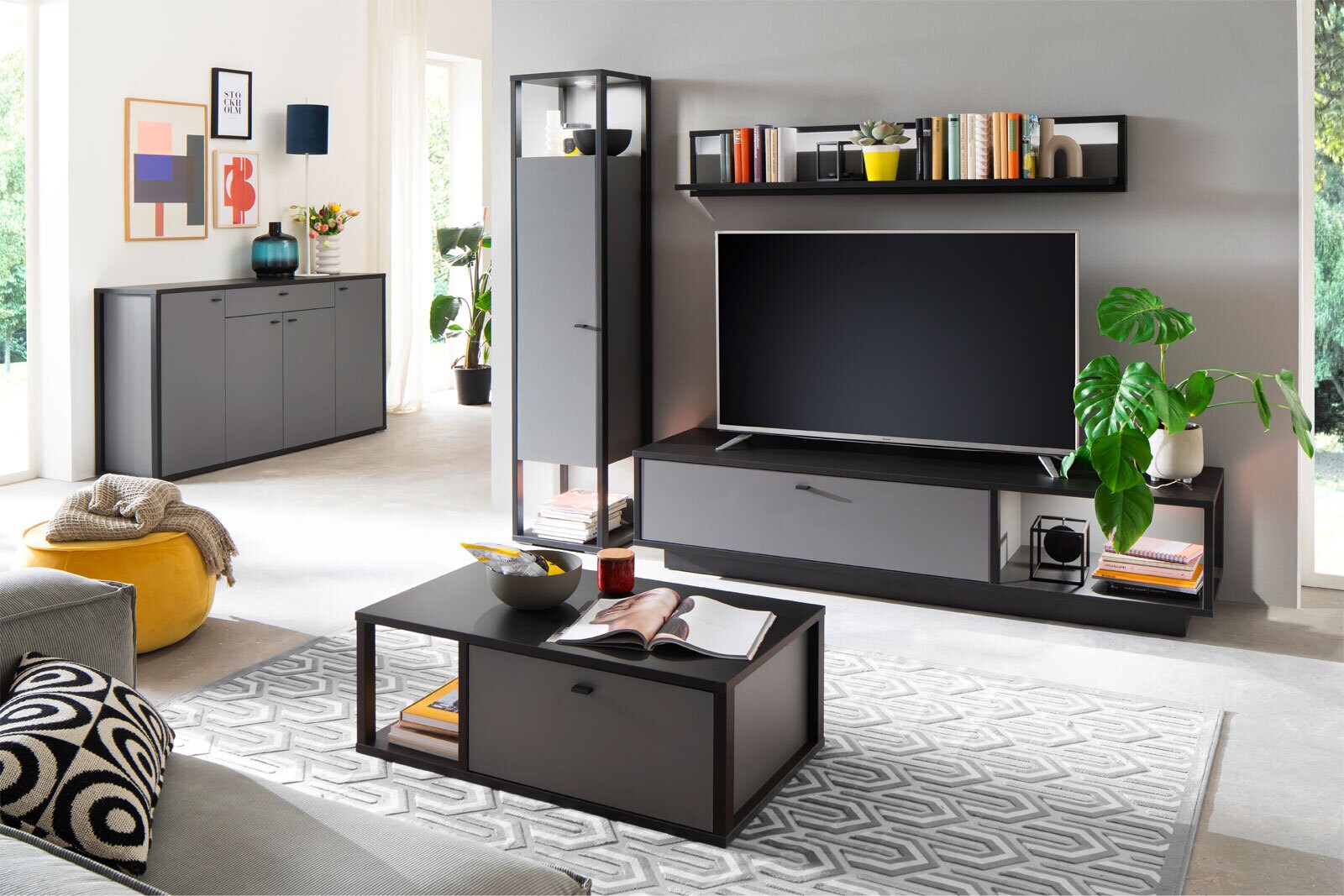 Highboard LUXOR 40 x 150 cm Royal grau/ anthrazit