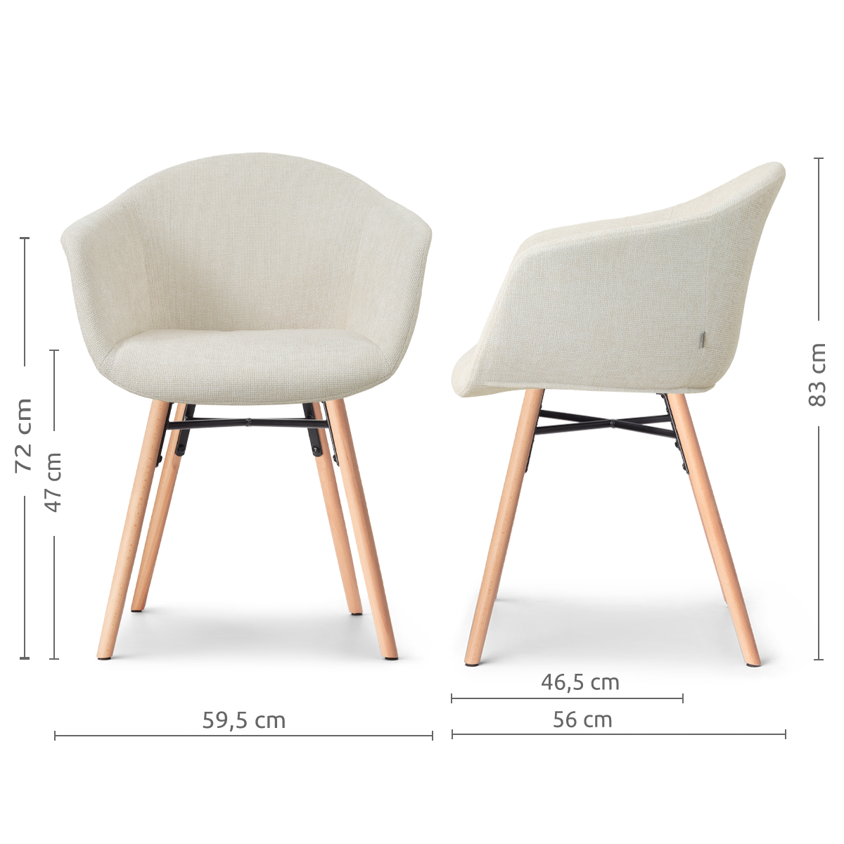 Eetkamerstoel Nena-Otis houten onderstel cottonbeige