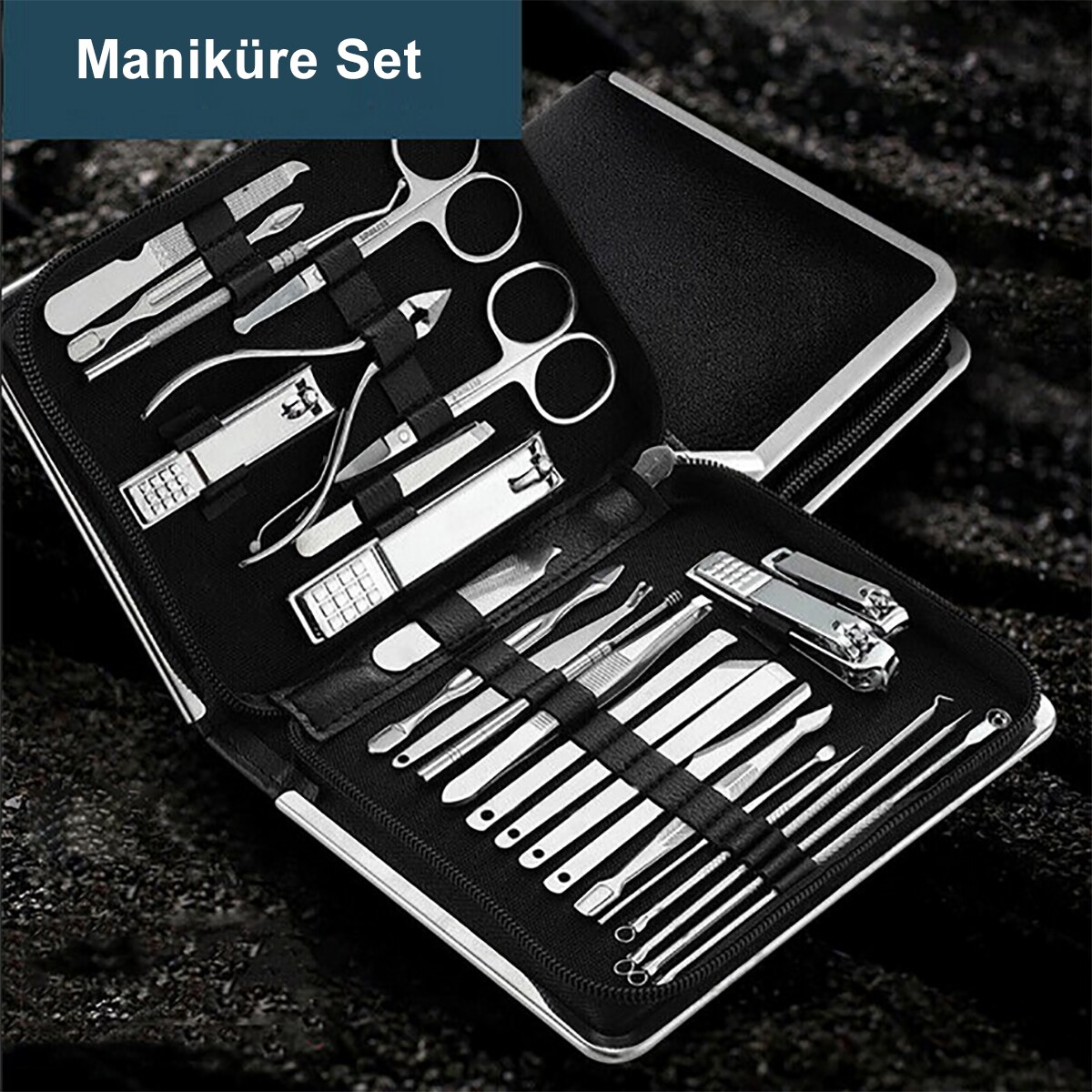 TPFBeauty Maniküre- & Pediküre-Set 26-teilig aus Kunstleder - Braun