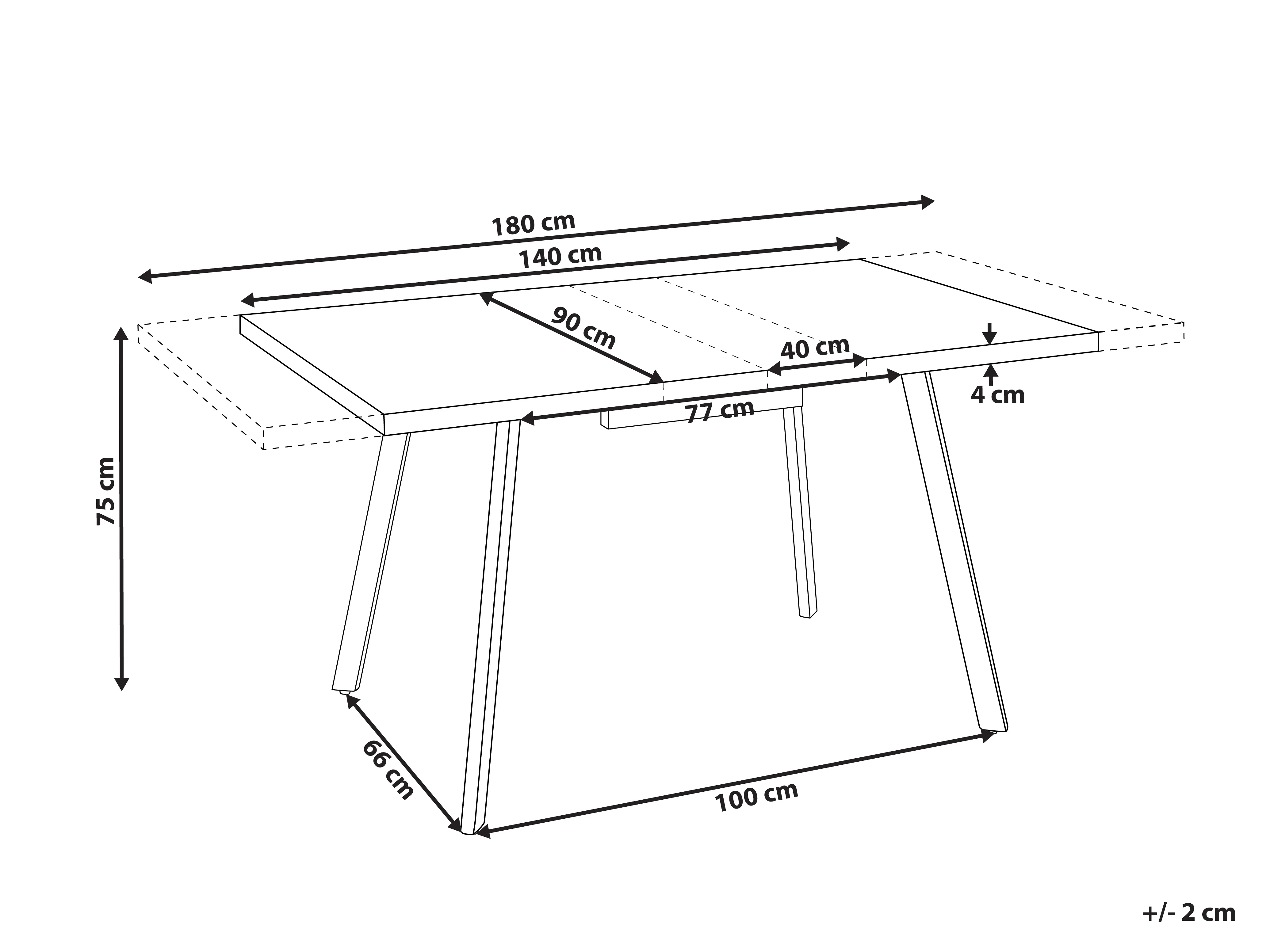 Eettafel uitschuifbaar HARLOW Bruin 90 cm 140/180 cm
