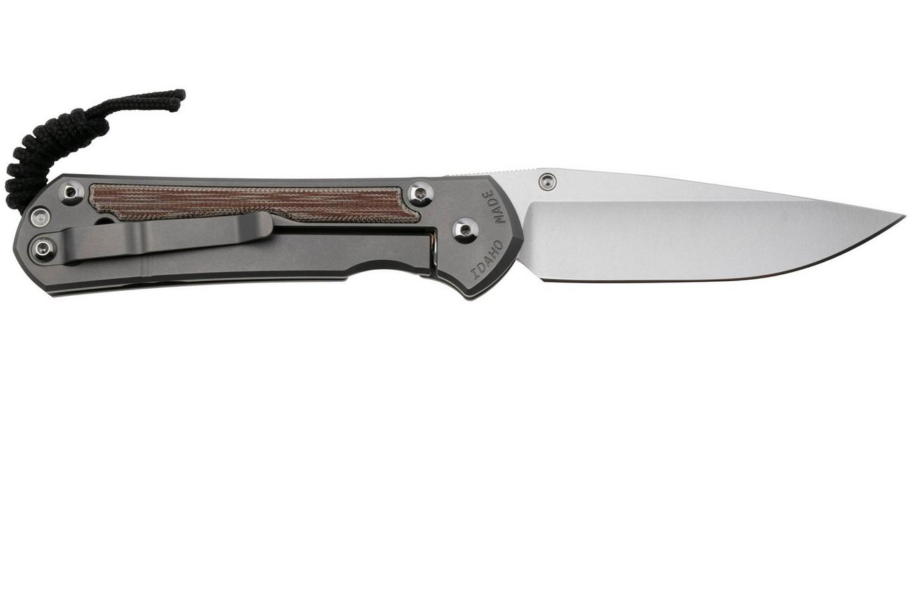 Chris Reeve Large Sebenza 31, L31-1660, Stonewashed CPM MagnaCut, Glass Blasted Titanium, Micarta Canvas Inlay, zakmes