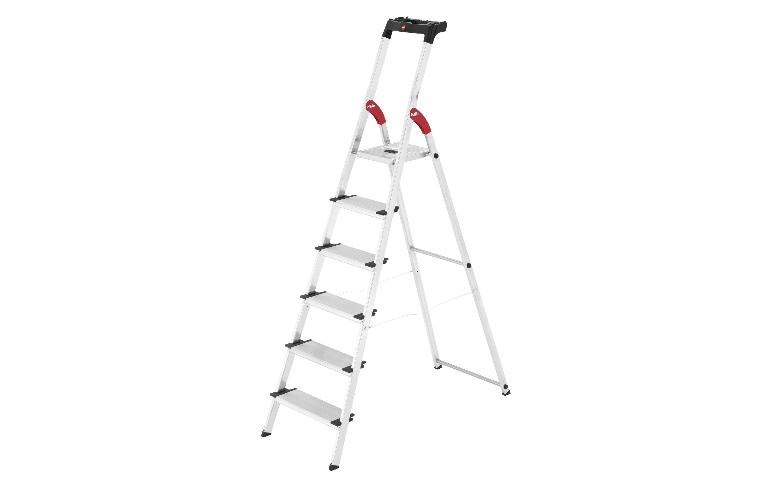 Stehleiter L80 Comfort Line 6 Stufen<br>Die Alu-Sicherheits-Leiter mit extra tiefen Stufen