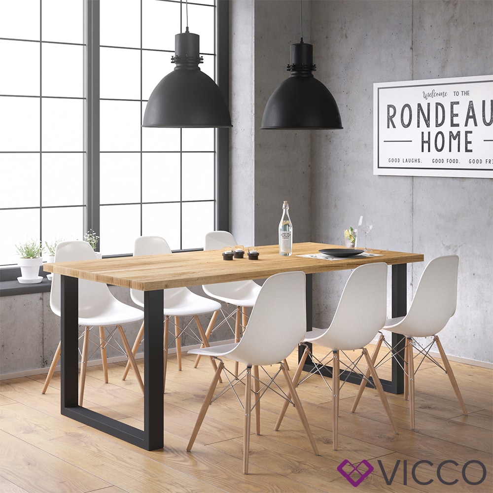 Vicco Tischbeine Loft Tischkufen pulverbeschichtet 2er Set 72x80 cm Schwarz