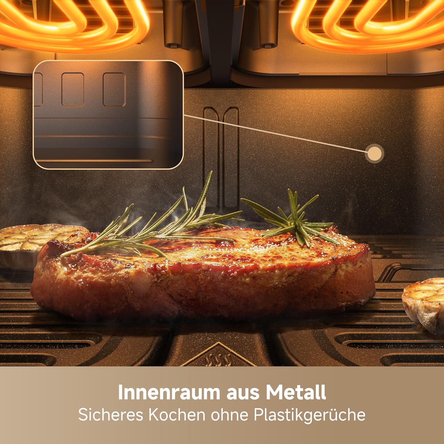 Mova AeroChef FD20 Pro Heißluftfritteuse, 9 Liter Zwei-Zonen-Garen, SyncFinish, 2.700 W für schnelles Knusprigwerden, 40 °C–230 °C Heizbereich, thermische Luftzirkulation