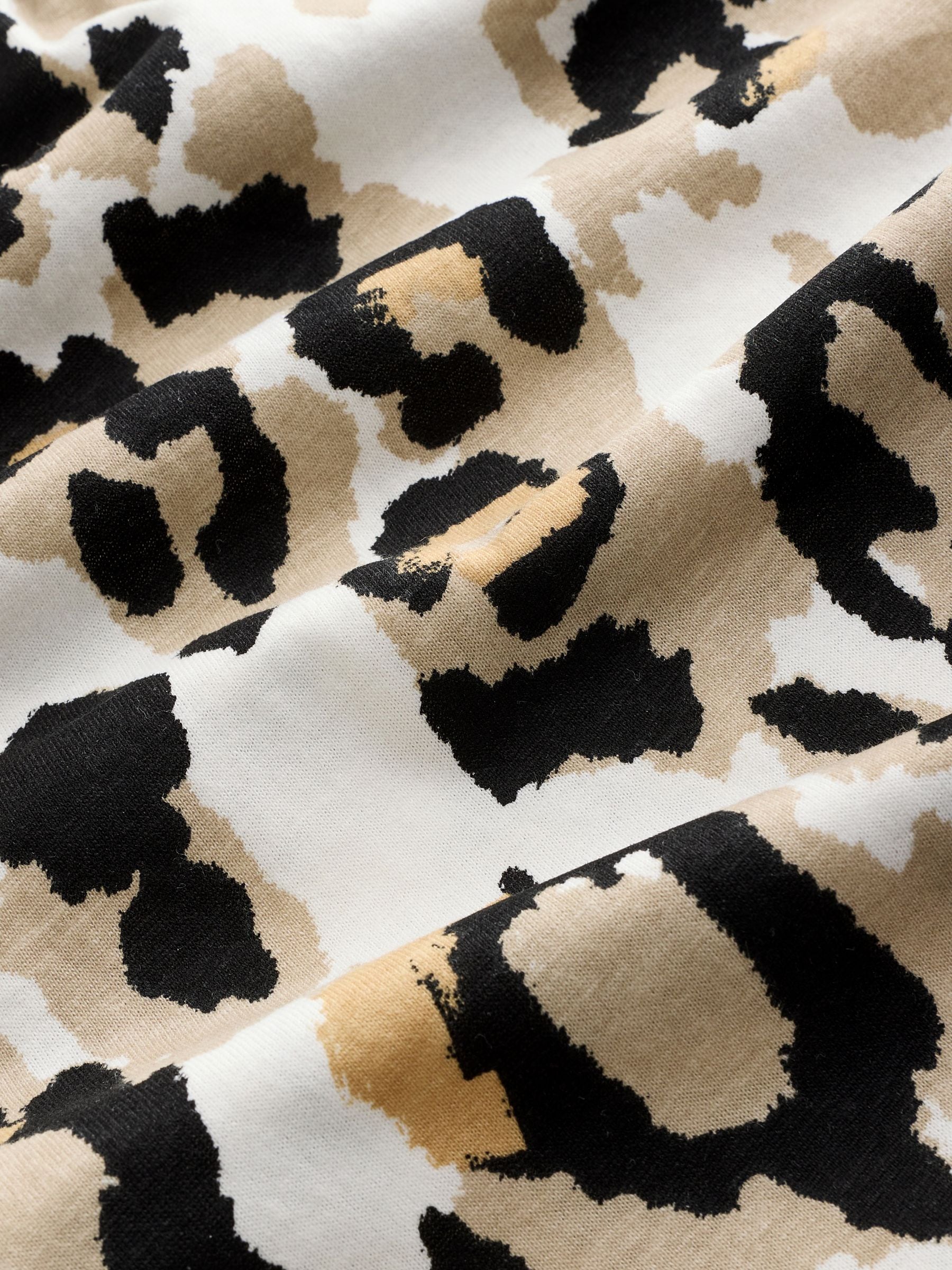 Crème met luipaardprint - Pyjama met korte mouwen