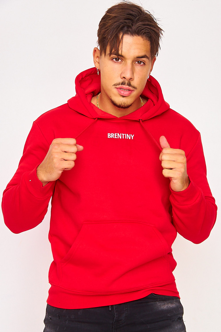 Sweat rouge à capuche Brentiny