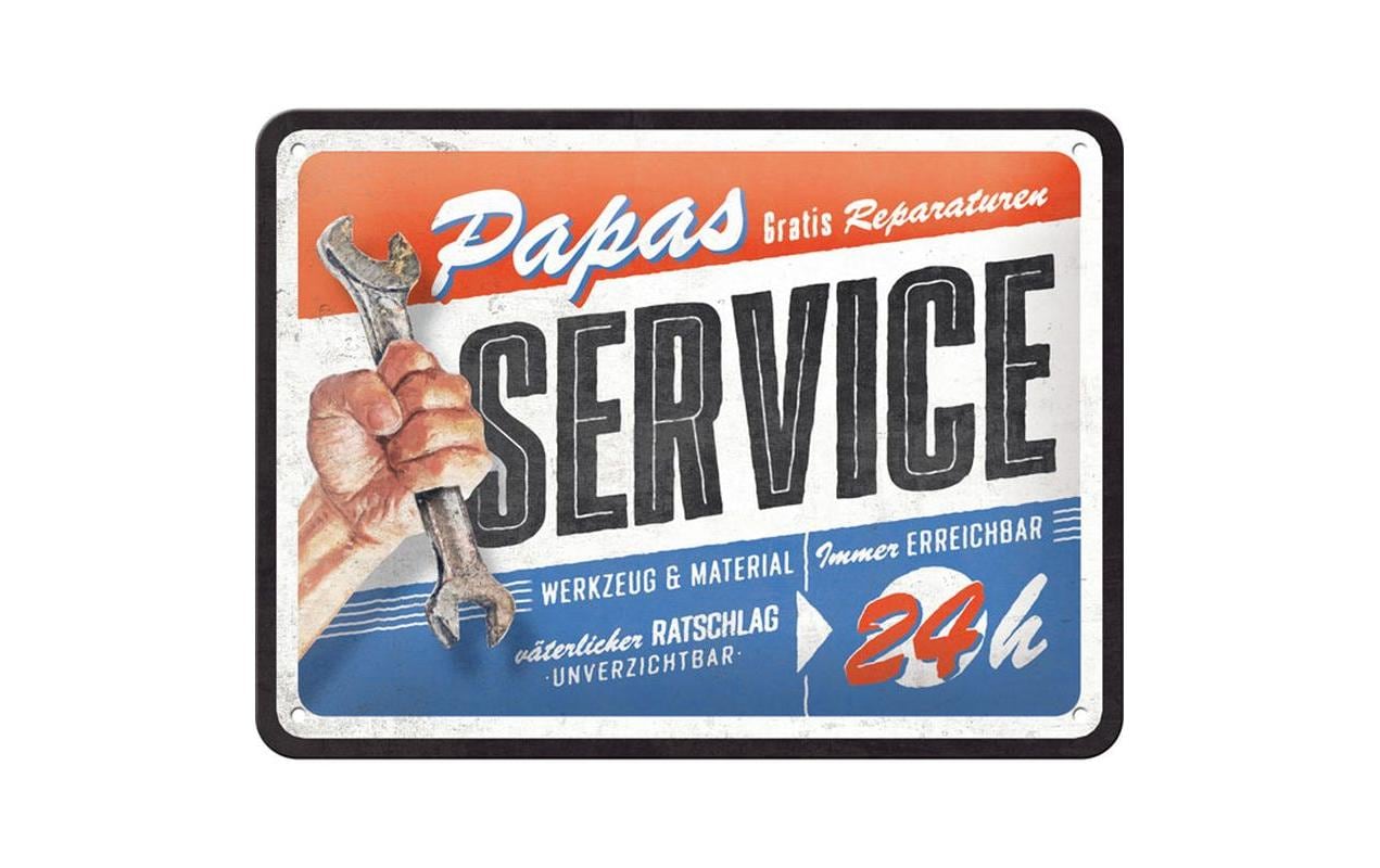 Schild Papas Service 15 x 20 cm, MetallBlechschild im Retro Design