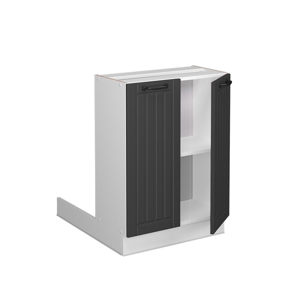 Vicco Regalinselunterschrank Küchenschrank Küchenmöbel Fame-Line Landhaus Weiß Dunkelgrau 60 cm Küche Einbauküche Kücheninsel Drehtür Einlegeboden Blende Küchenunterschrank Küchenzeile