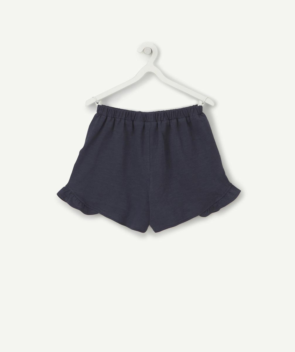SHORT FILLE EN COTON BIO BLEU MARINE