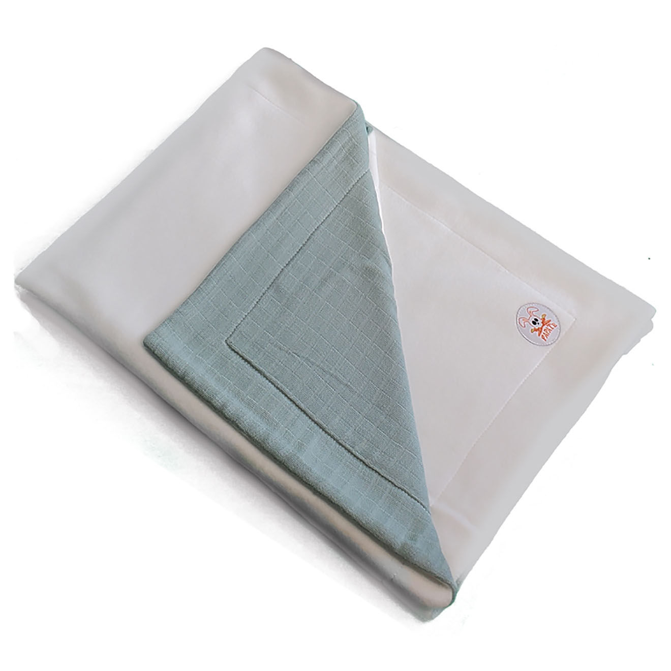 Papate Couverture en Coton Bio Rex blanc/vert - 70x95 cm