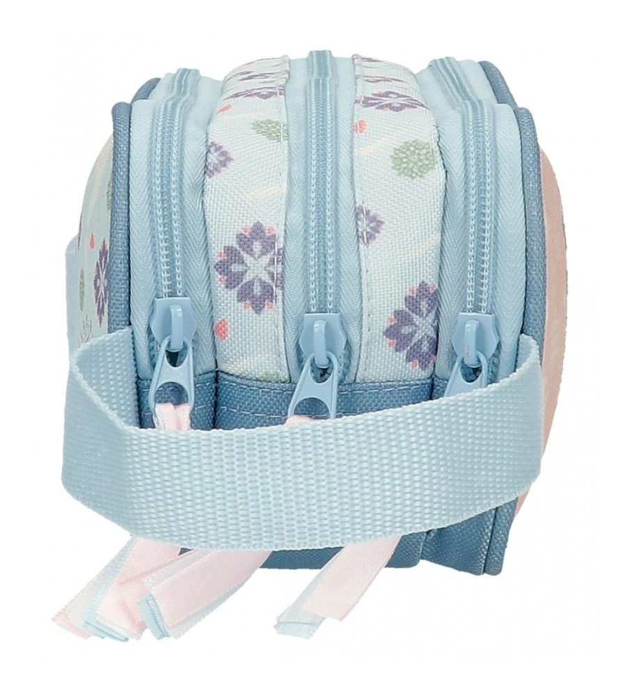 Estojo Disney Own Your Destiny com três zíperes - Azul - 22x10x9cm -
