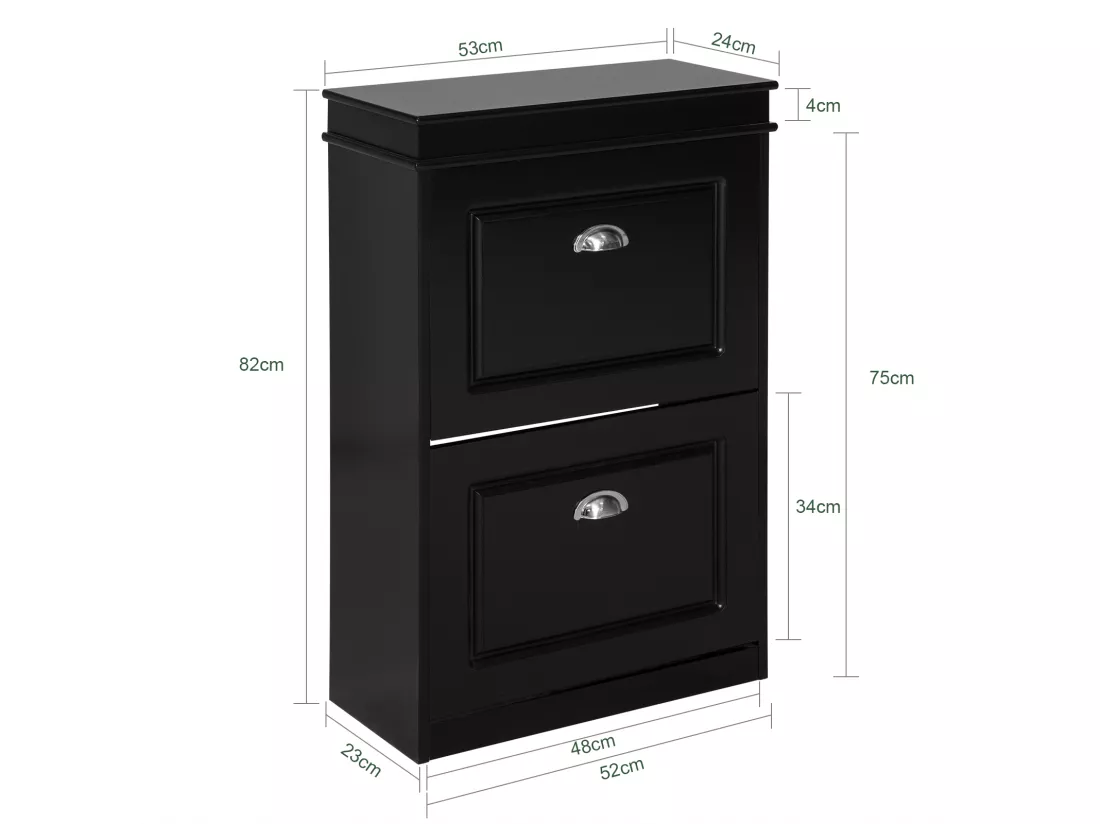 Meuble de Rangement à Chaussures Armoire à Chaussures Commode à Chaussures 2 abattants, FSR78-SCH
