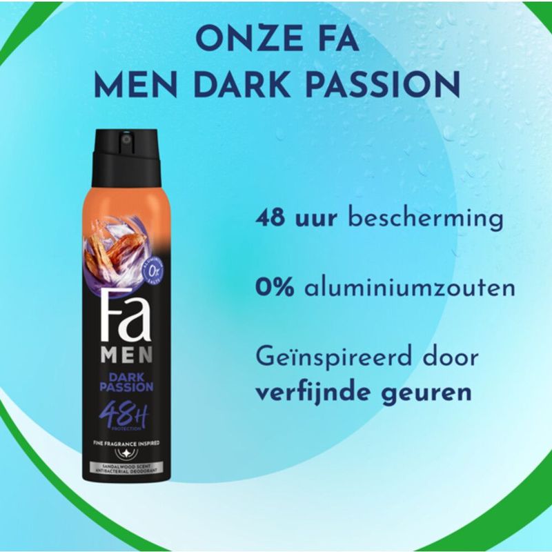 Fa - Men - Dark Passion - Deodorant Spray - Voordeelverpakking - 6 x 150 ml