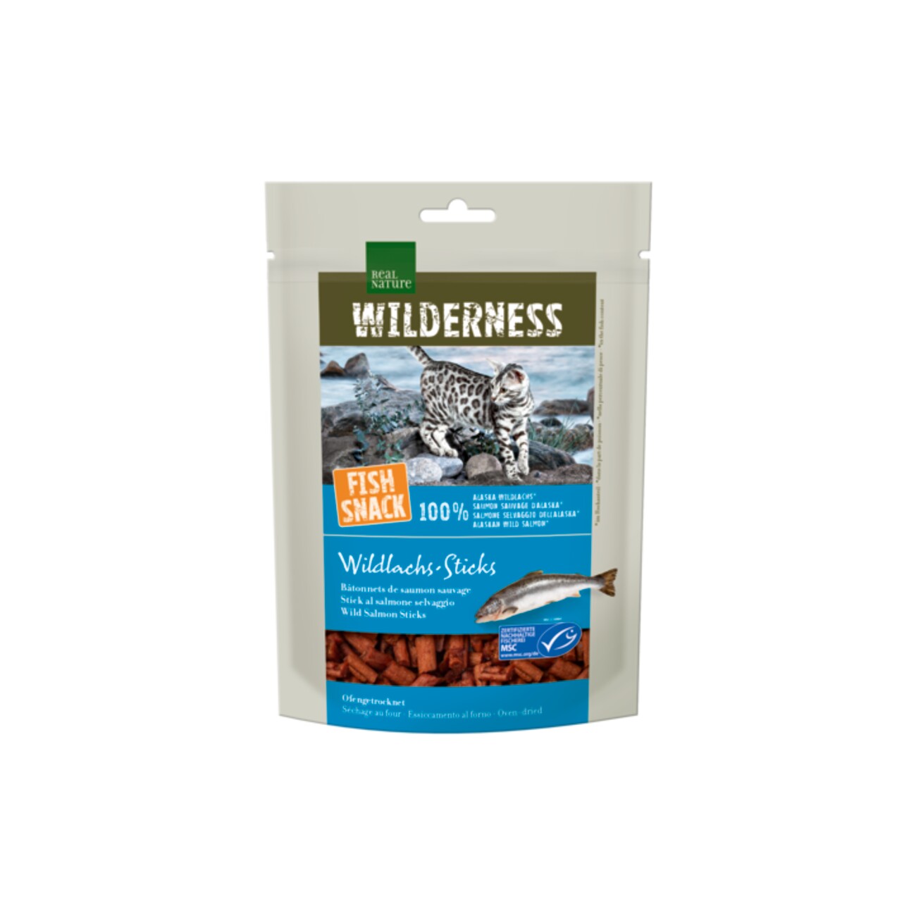 REAL NATURE WILDERNESS Fish Snack Wildlachs-Sticks, 35 g