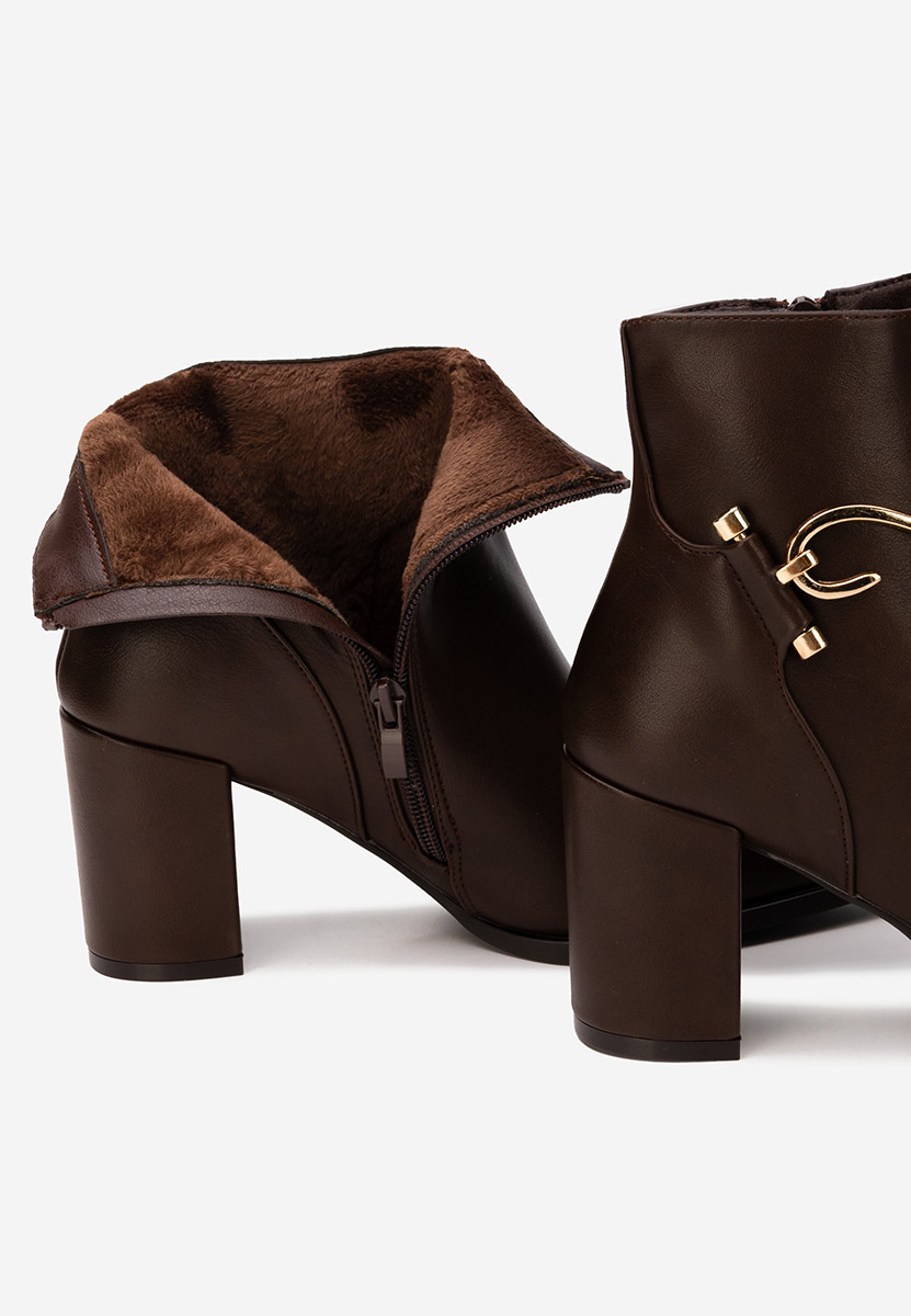 Bottines à gros talon brunes Savira