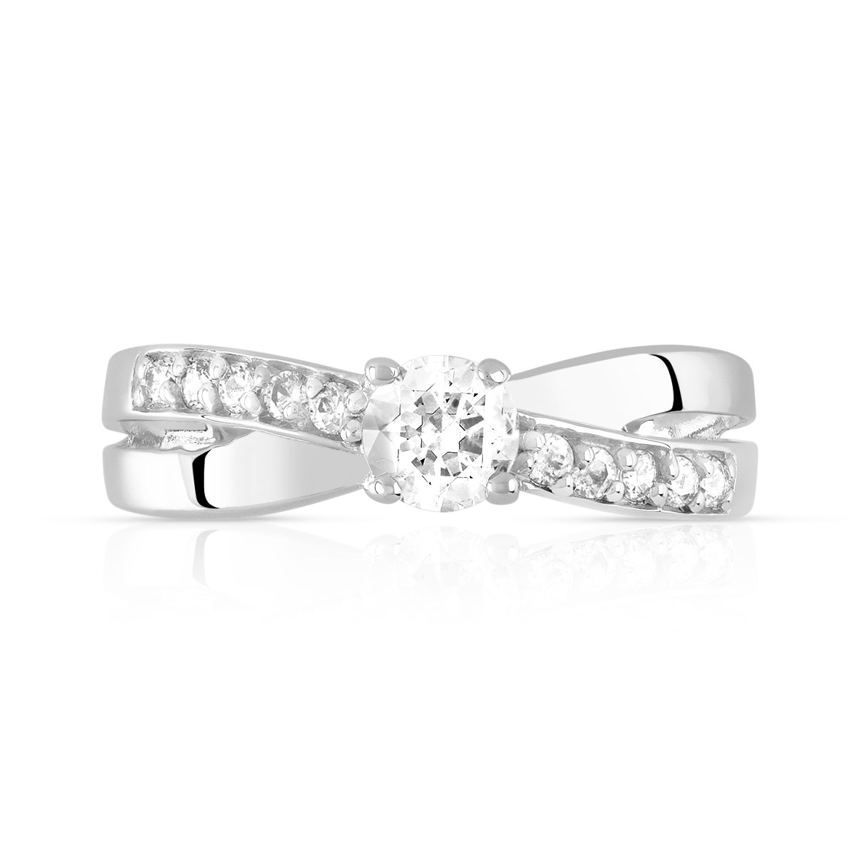 Bague argent 925 croisée zirconias