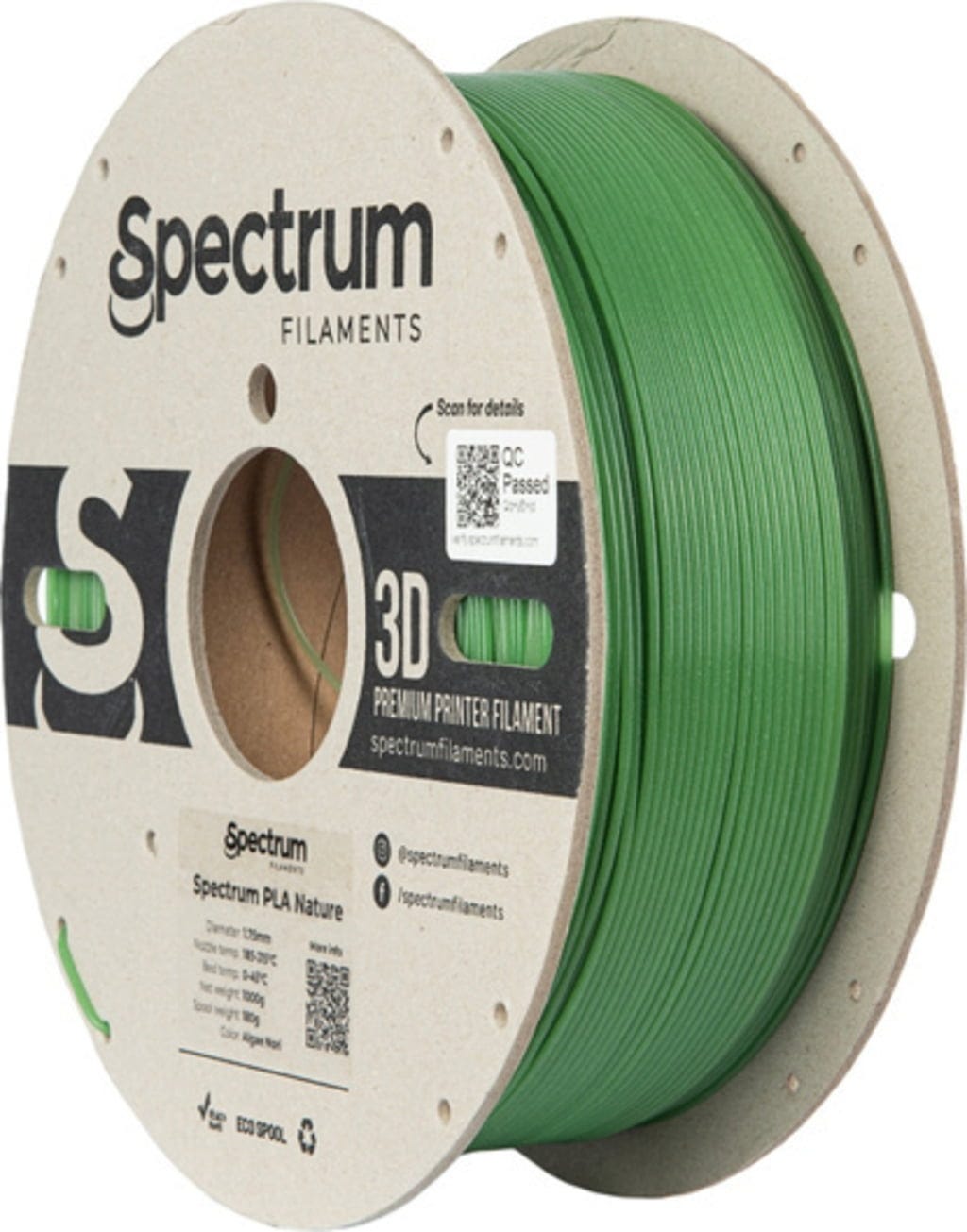 Spectrum  PLA Nature Algae Nori, 1,75 mm / 1000 g    PLA-Filament mit natürlichen Bio-Füllstoffen in Algae Nori
