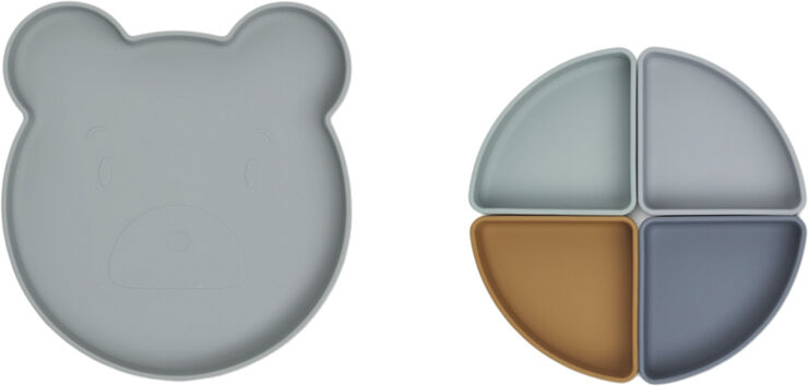 Liewood Arne divider plate Mr bear blue fog multi mix