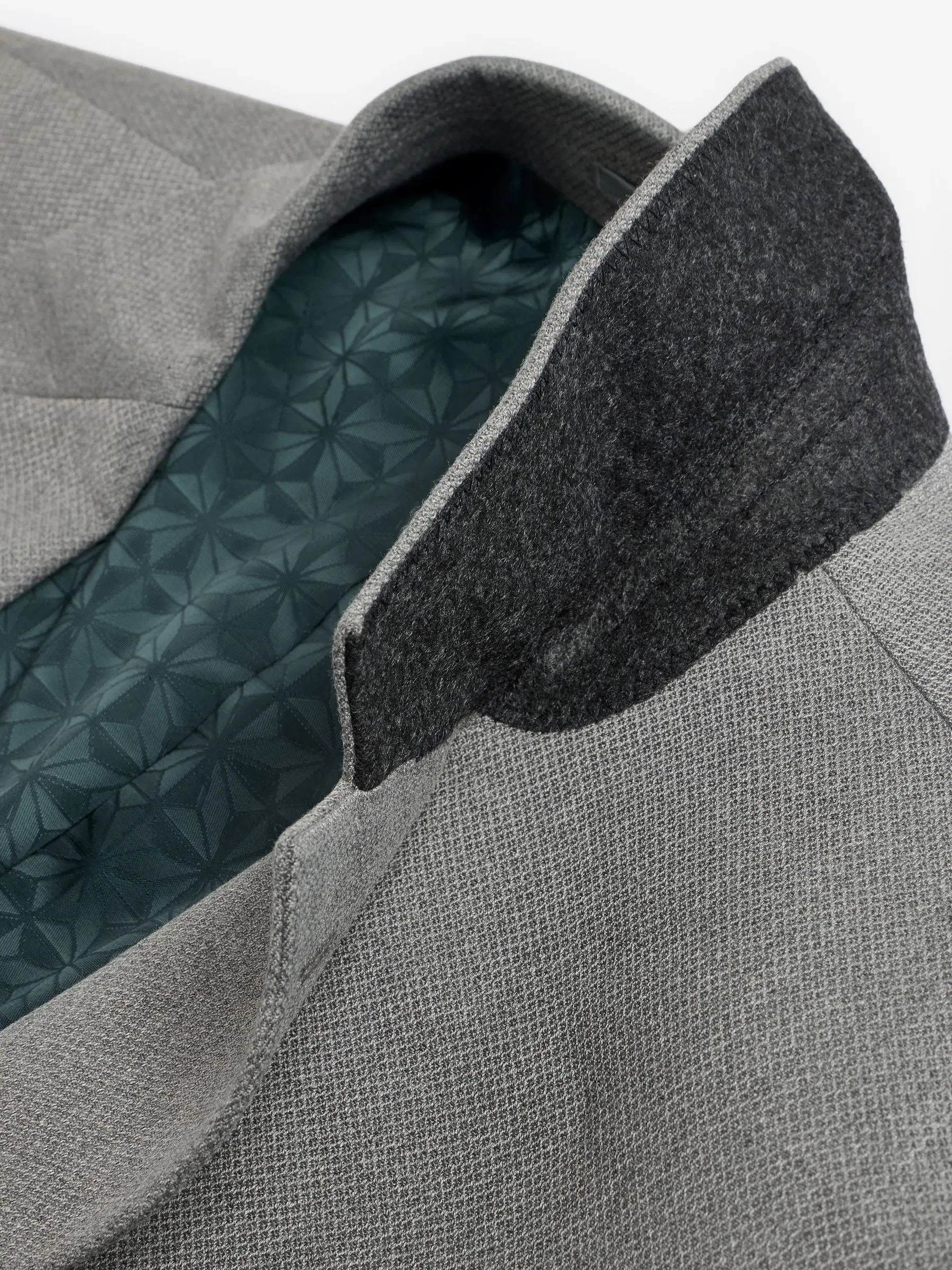 Grijs - Slim Fit - Kostuum met textuur: colbert