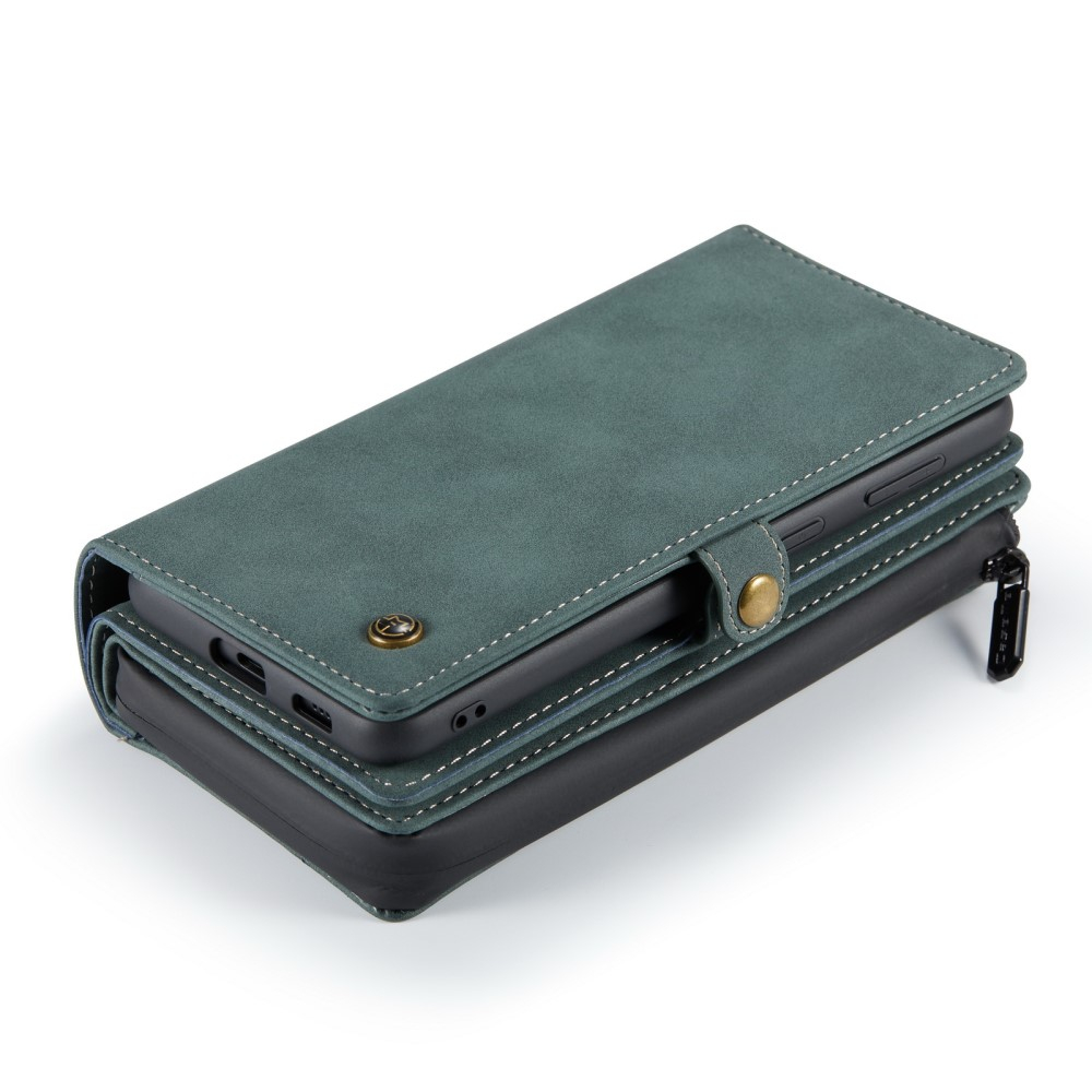 Samsung Galaxy S21 FE 5G 3in1 Leder Tasche   Magnet Hardcase Karten Etui - Dunkelblau