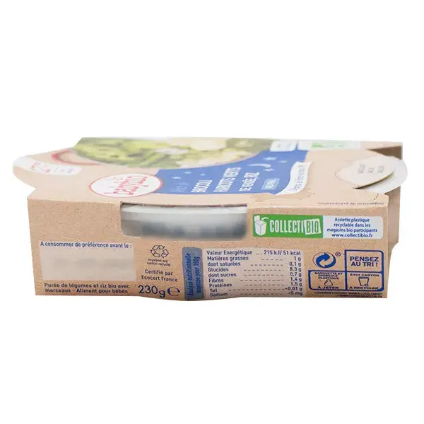 Prato Babybio Jantar Brócolis Feijão Verde Arroz +12m Orgânico 230g