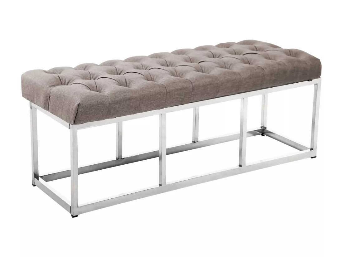 Banquette - Tissu & Acier inoxydable - Taupe - Amun