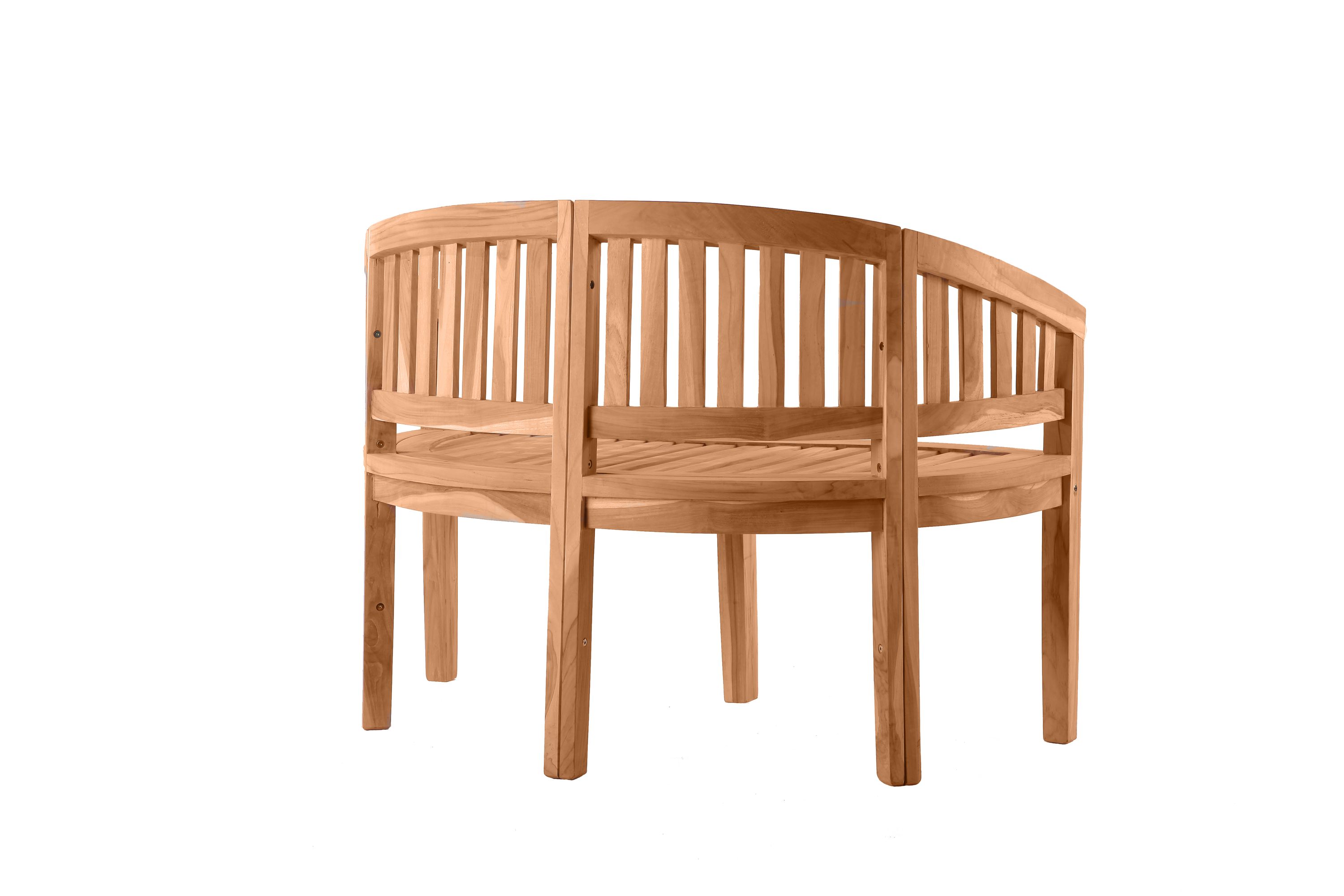 Gartensitzbank in Bananenform 120cm Teak Sitzbank Parkbank Bank Holzbank massiv