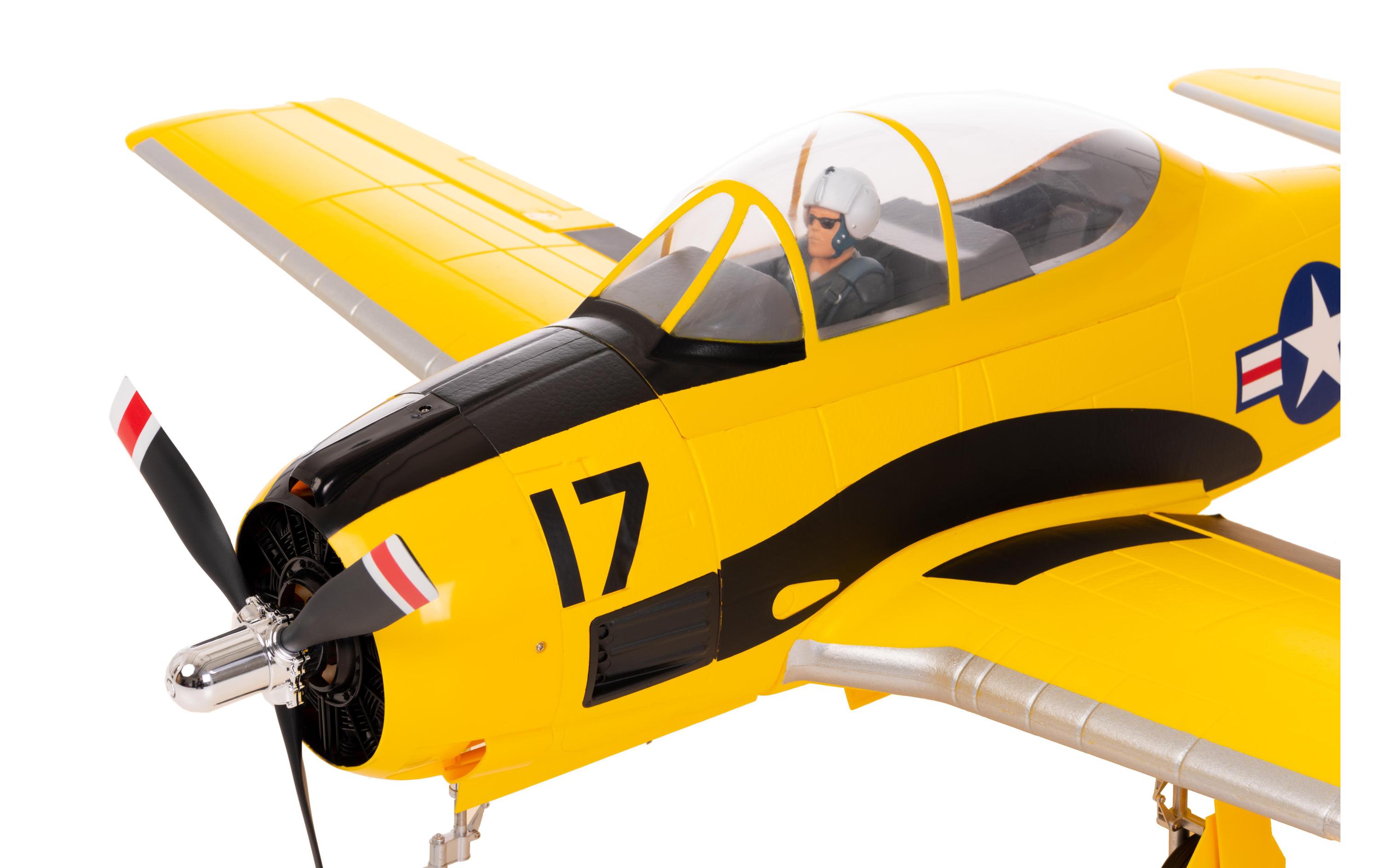 Warbird Trojan T-28D V4 1400 mm, gelb PNP<br>Detaillierter Scale Warbird mit elektrischem Einziehfahrwerk