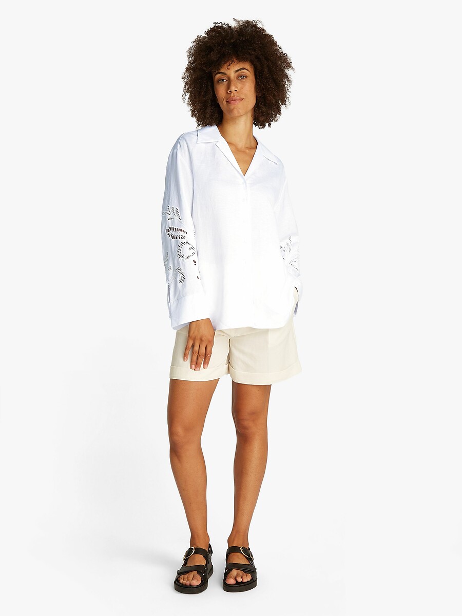 TOMMY HILFIGER<br>Blusa de linho bordada